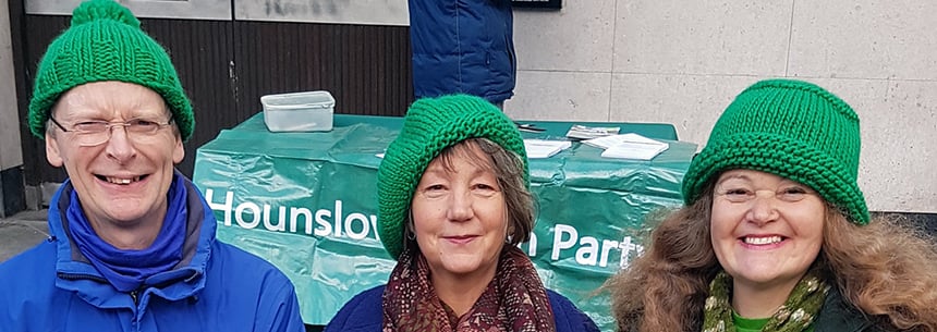 Green Party Activists with green hats